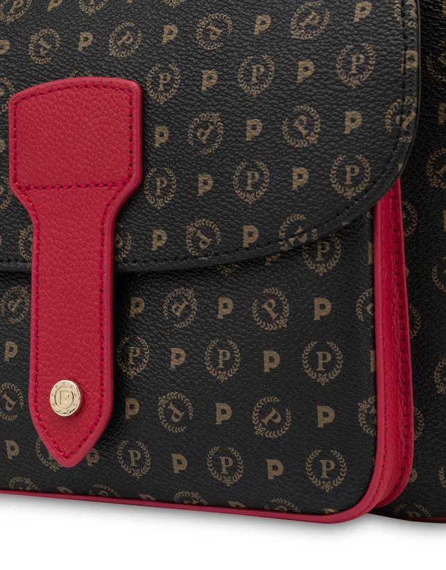 Pollini Borsa A Spalla Heritage Logo Classic Nero/lacca Economico