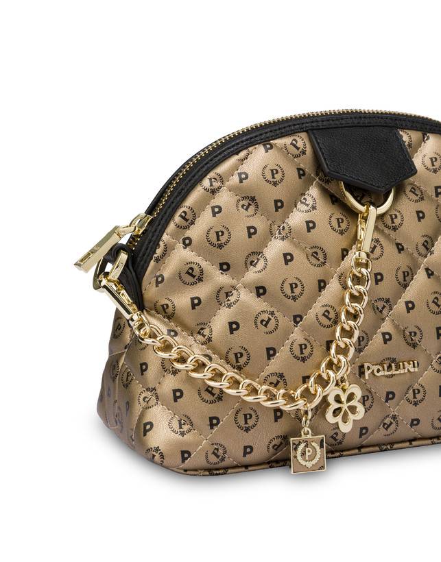 Pollini Borsa A Tracolla Heritage Matelassé Oro/nero In Vendita