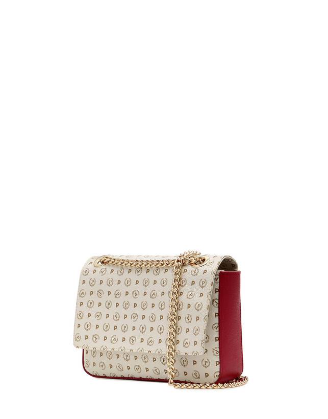 Pollini Borsa A Spalla Con Catena Heritage Logo Classic Avorio/lacca Vendita Calda