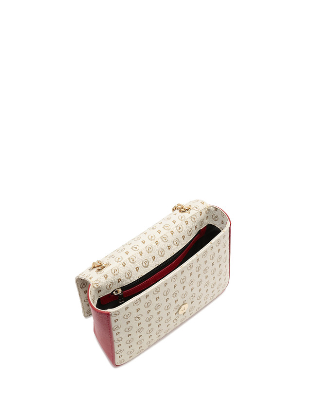 Pollini Borsa A Spalla Con Catena Heritage Logo Classic Avorio/lacca Vendita Calda