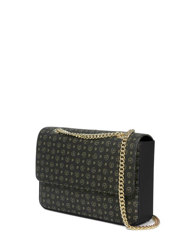 Pollini Borsa A Spalla Con Catena Heritage Logo Classic Nero/nero Saldi Di Fabbrica