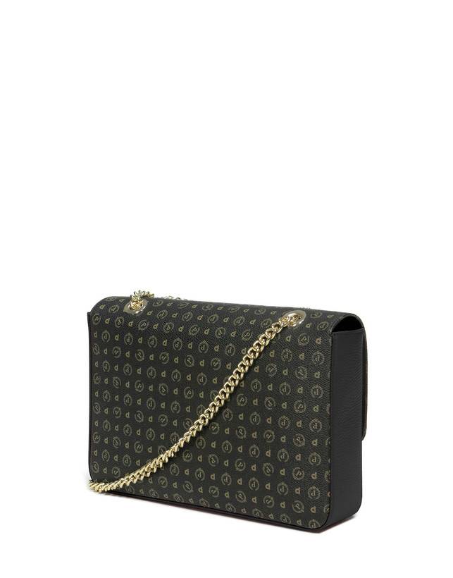 Pollini Borsa A Spalla Con Catena Heritage Logo Classic Nero/nero Saldi Di Fabbrica
