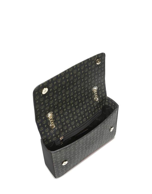 Pollini Borsa A Spalla Con Catena Heritage Logo Classic Nero/nero Saldi Di Fabbrica