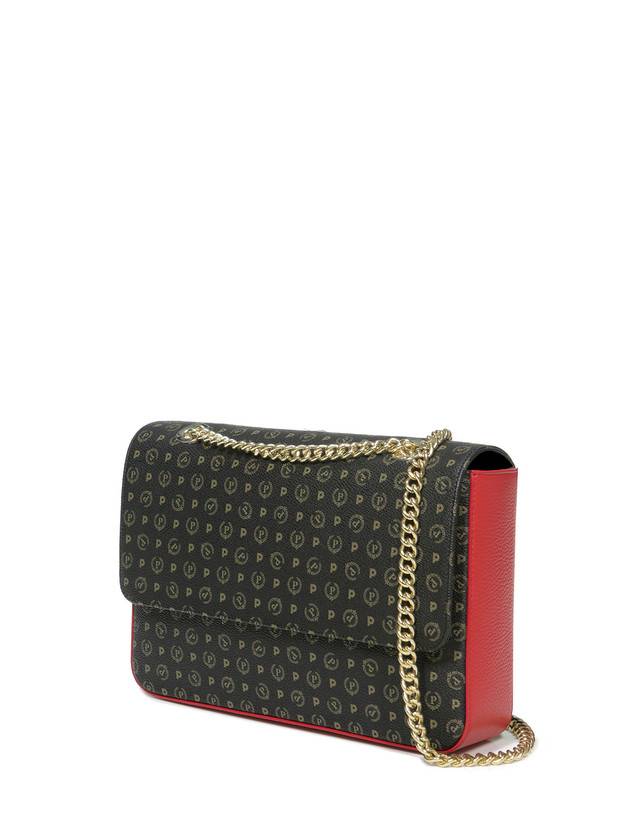 Pollini Borsa A Spalla Con Catena Heritage Logo Classic Nero/lacca I Più Venduti