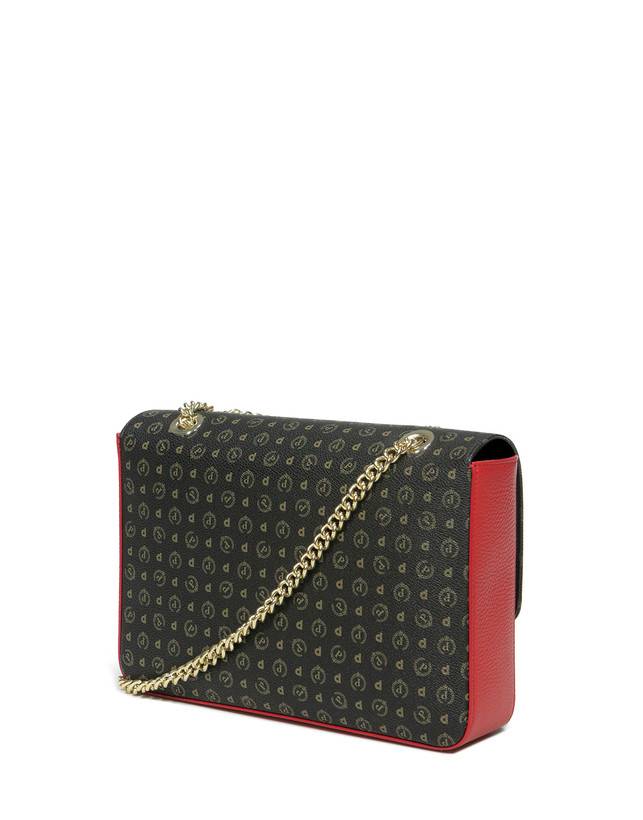 Pollini Borsa A Spalla Con Catena Heritage Logo Classic Nero/lacca I Più Venduti