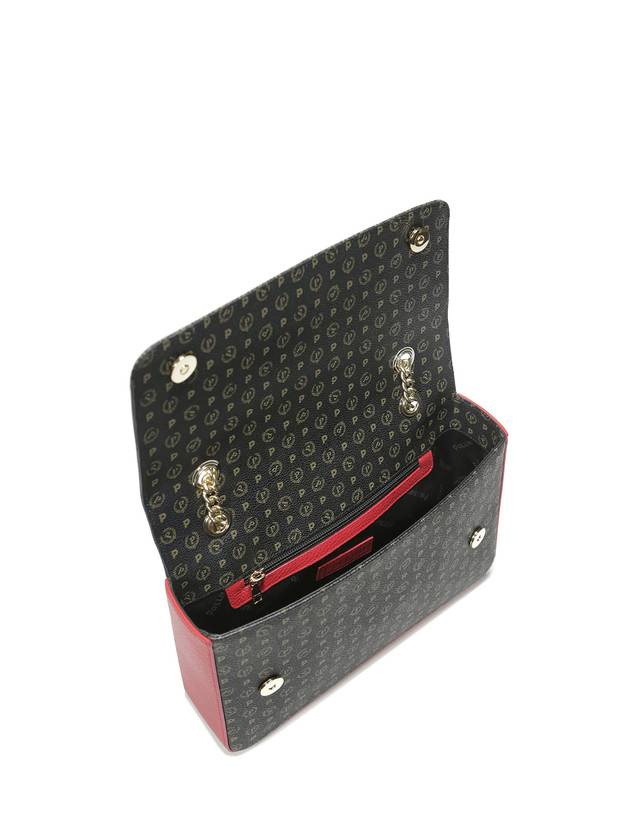Pollini Borsa A Spalla Con Catena Heritage Logo Classic Nero/lacca I Più Venduti