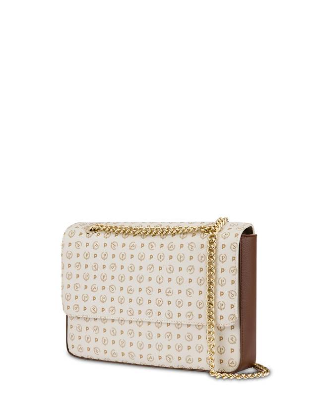 Pollini Borsa A Spalla Con Catena Heritage Logo Classic Avorio/marrone Vendite Flash