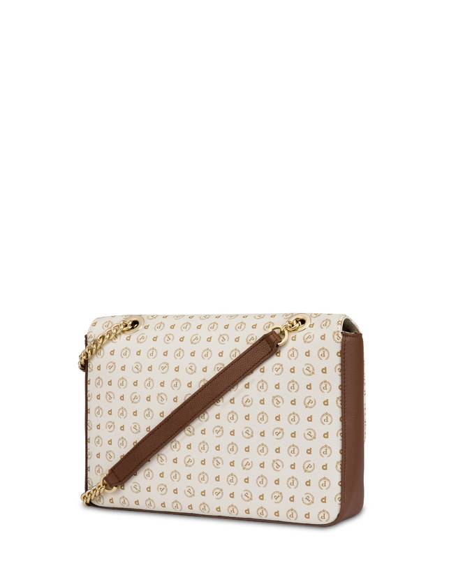 Pollini Borsa A Spalla Con Catena Heritage Logo Classic Avorio/marrone Vendite Flash