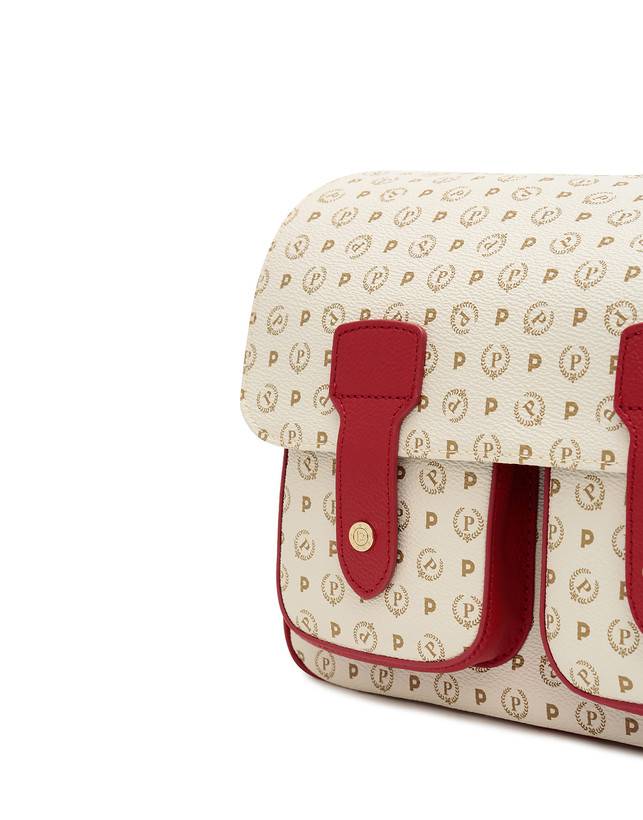 Pollini Borsa Messenger Heritage Logo Classic Avorio/lacca In Saldo