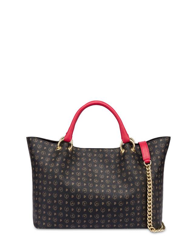 Pollini Borsa Doppio Manico In Pvc Heritage Logo Classic Nero/lacca Negozio online di fabbrica