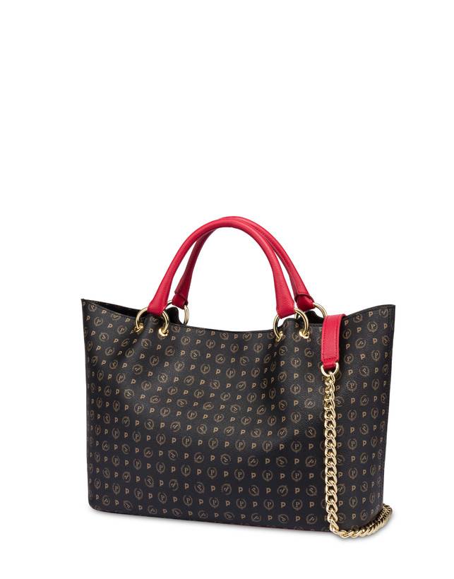 Pollini Borsa Doppio Manico In Pvc Heritage Logo Classic Nero/lacca Negozio online di fabbrica