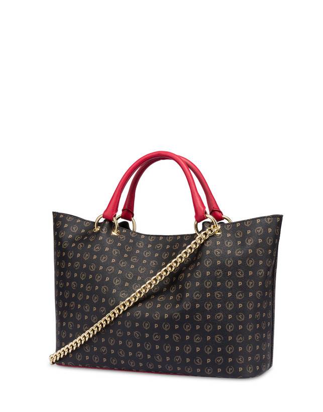 Pollini Borsa Doppio Manico In Pvc Heritage Logo Classic Nero/lacca Negozio online di fabbrica