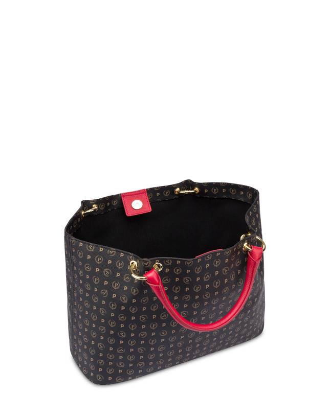 Pollini Borsa Doppio Manico In Pvc Heritage Logo Classic Nero/lacca Negozio online di fabbrica