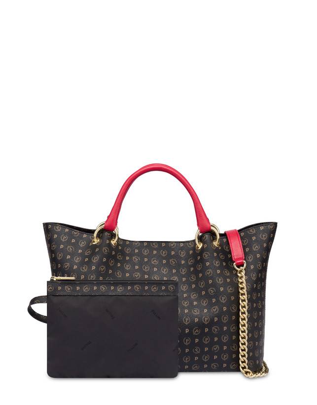 Pollini Borsa Doppio Manico In Pvc Heritage Logo Classic Nero/lacca Negozio online di fabbrica
