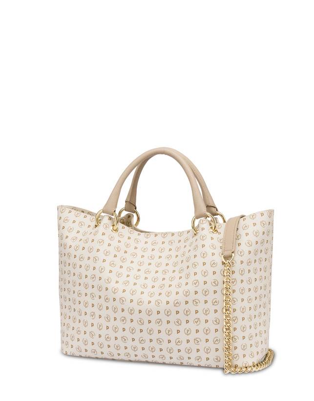 Pollini Borsa Doppio Manico In Pvc Heritage Logo Classic Avorio/ghiaccio Prezzo di fabbrica