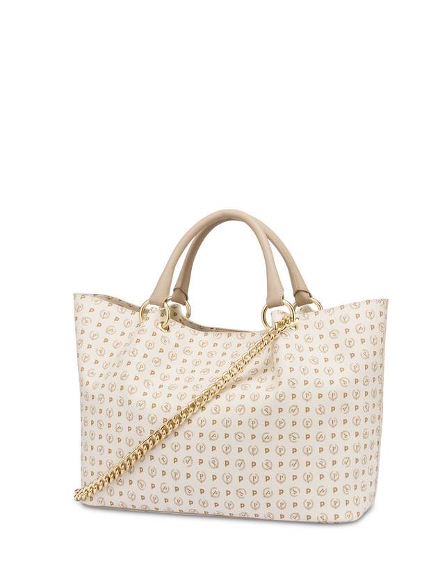Pollini Borsa Doppio Manico In Pvc Heritage Logo Classic Avorio/ghiaccio Prezzo di fabbrica