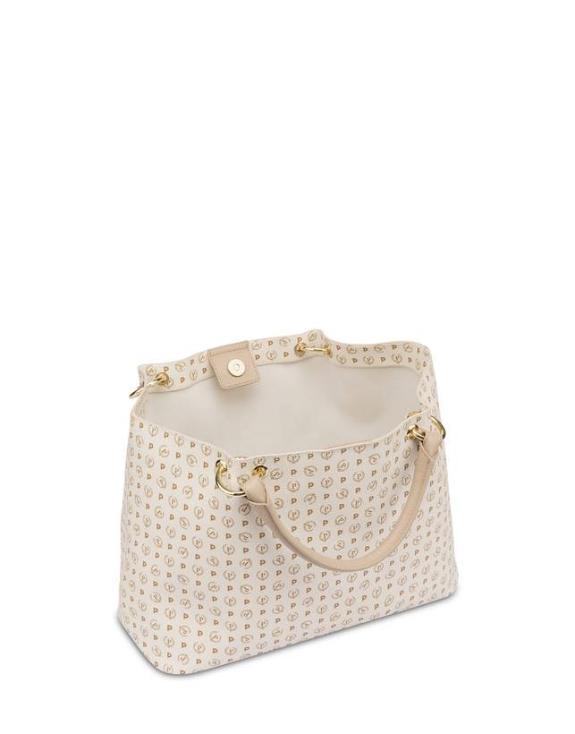 Pollini Borsa Doppio Manico In Pvc Heritage Logo Classic Avorio/ghiaccio Prezzo di fabbrica