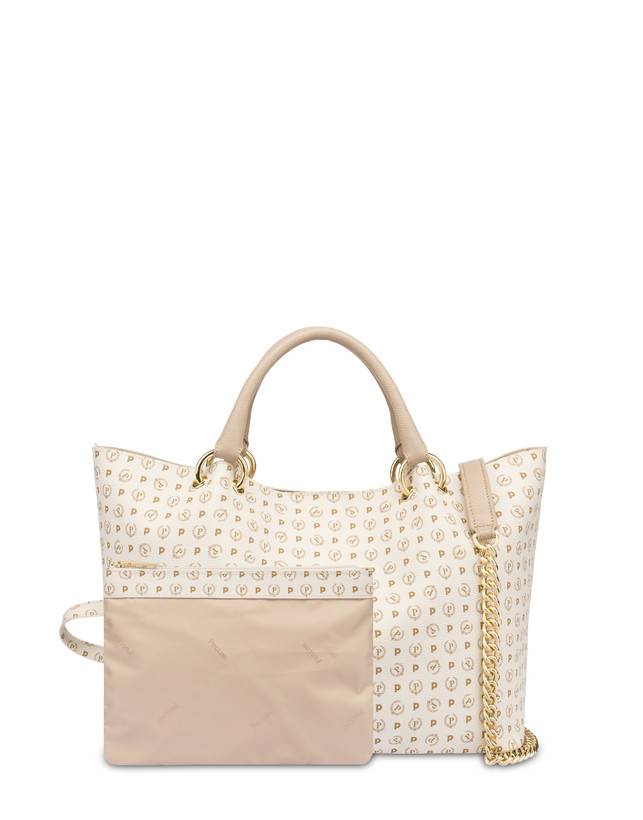Pollini Borsa Doppio Manico In Pvc Heritage Logo Classic Avorio/ghiaccio Prezzo di fabbrica