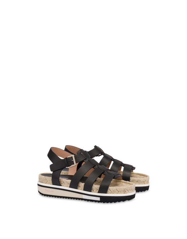Pollini Sandali Fussbett In Vacchetta Flower Garden Nero Grande vendita