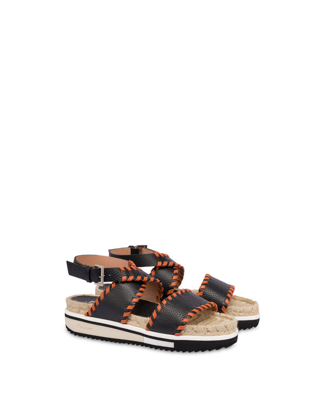 Pollini Sandali Fussbett In Vitello Decorato Flower Garden Nero/wood Fornitura limitata