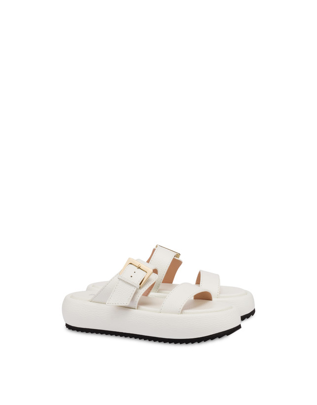 Pollini Sandali Flatform In Vitello Bottalato Ethos Bianco Offerta esclusiva