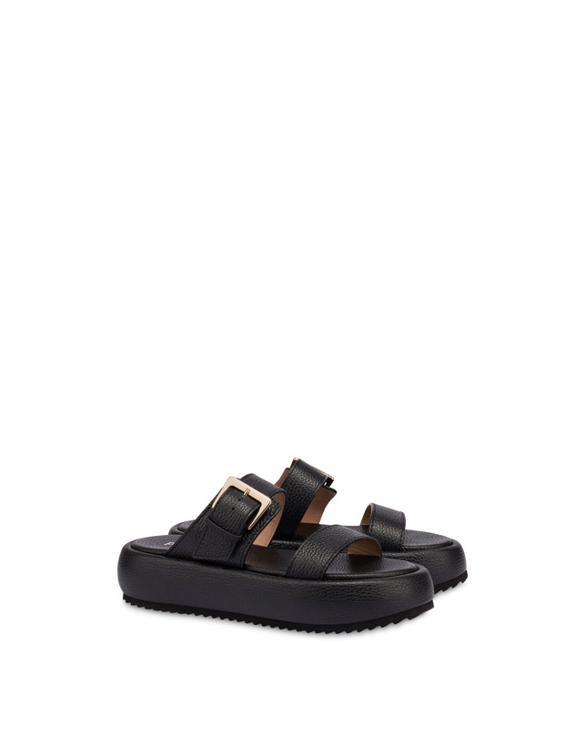 Pollini Sandali Flatform In Vitello Bottalato Ethos Nero Vendite stagionali
