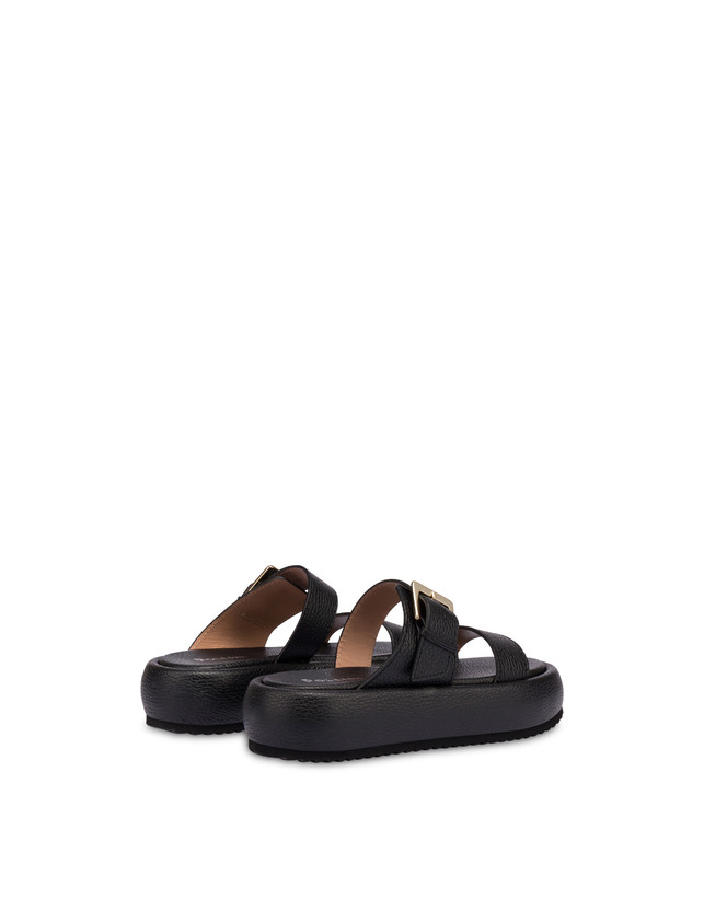 Pollini Sandali Flatform In Vitello Bottalato Ethos Nero Vendite stagionali