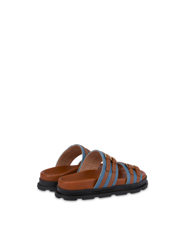 Pollini Ciabatte In Tessuto Denim E Vitello Nikki Denim/wood Black Friday
