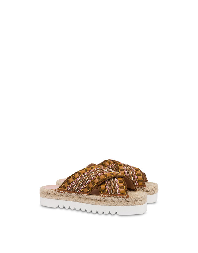 Pollini Sandali Espadrillas In Tessuto Intrecciato Summer Time Wood Offerta Pasqua