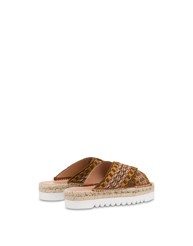 Pollini Sandali Espadrillas In Tessuto Intrecciato Summer Time Wood Offerta Pasqua
