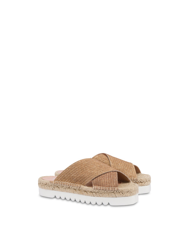 Pollini Sandali Espadrillas In Vitello Stampa Intreccio Summer Time Wood-oro Offerta per la Festa della Mamma