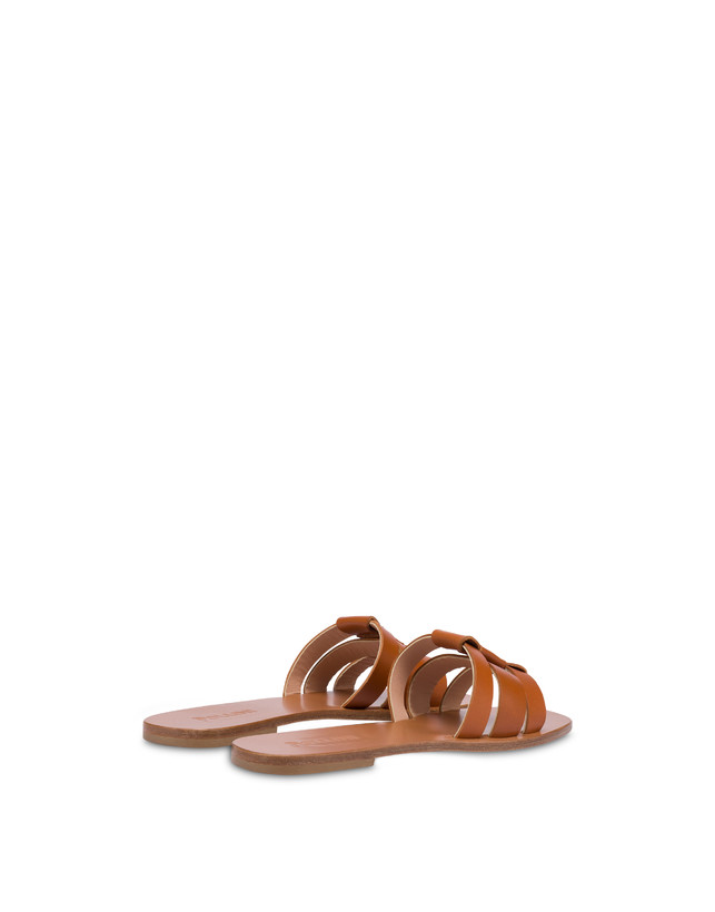 Pollini Sandali Flat In Vacchetta Sahara Wood Offerta San Valentino