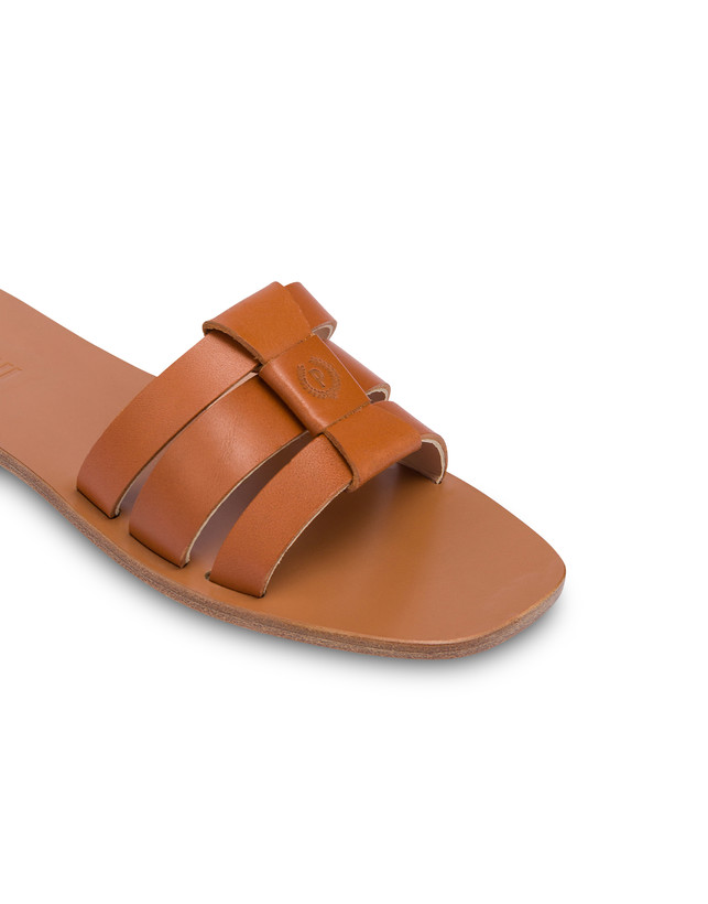 Pollini Sandali Flat In Vacchetta Sahara Wood Offerta San Valentino
