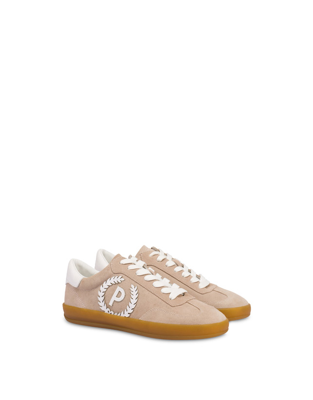 Pollini Sneakers In Crosta Venus Beige/bianco Vendita calda