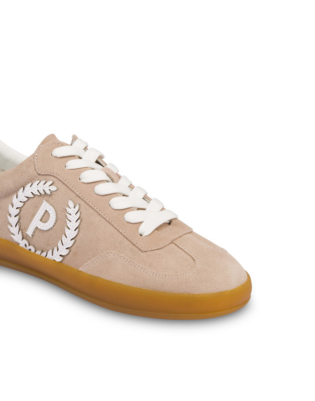 Pollini Sneakers In Crosta Venus Beige/bianco Vendita calda