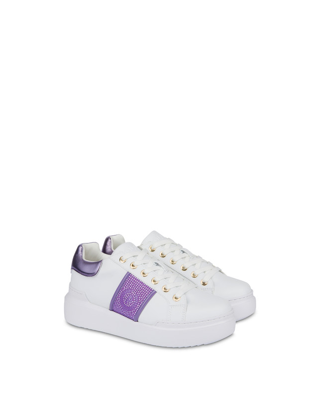 Pollini Sneakers Con Strass Diamond Carrie Bianco/iris Offerta migliore
