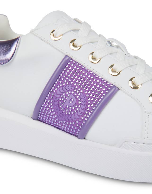Pollini Sneakers Con Strass Diamond Carrie Bianco/iris Offerta migliore