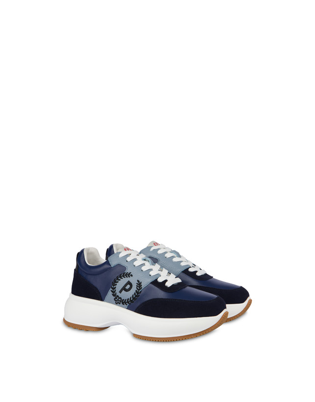 Pollini Sneakers In Vitello E Crosta Emily Navy/navy/sky/nero Online Outlet