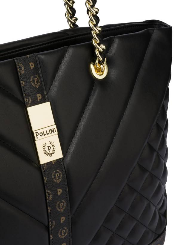 Pollini Tote Bag Matelassé Backgammon Nero/nero Bestseller