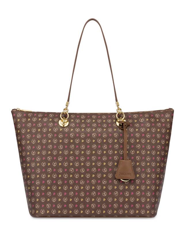 Pollini Shopping Bag Heritage Logo Classic Multicolor/marrone