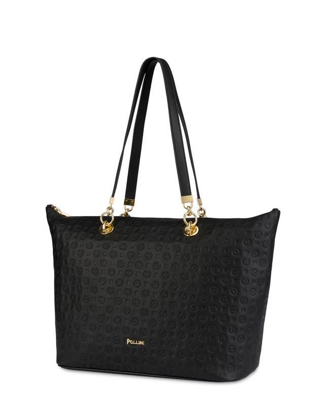 Pollini Shopping Bag Heritage Logo Embossed Nero Promozione temporanea
