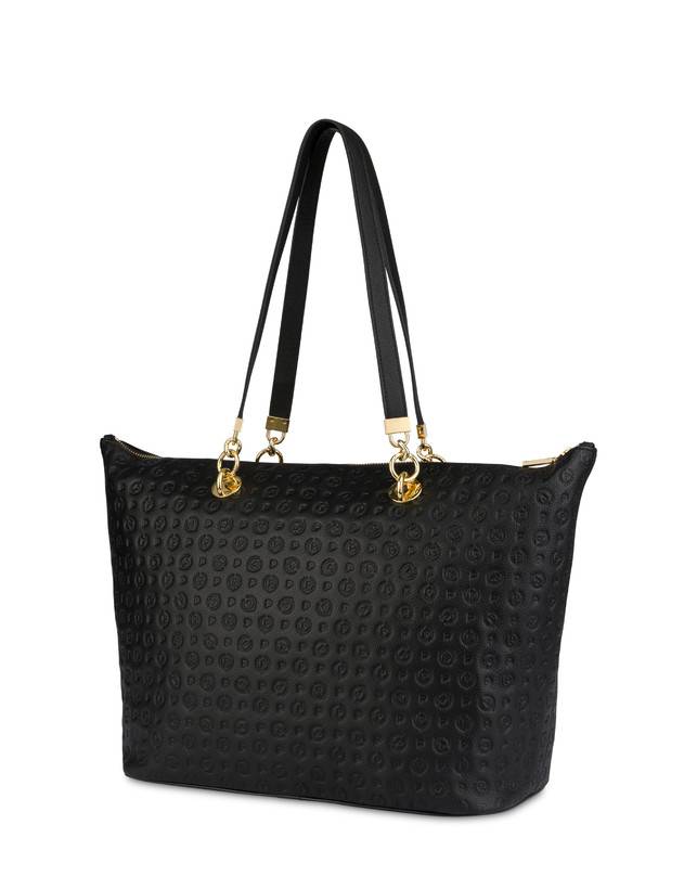 Pollini Shopping Bag Heritage Logo Embossed Nero Promozione temporanea