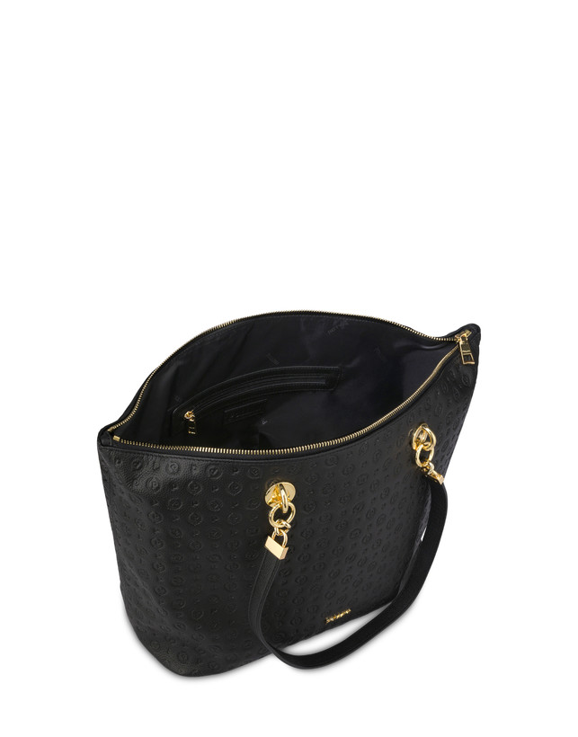 Pollini Shopping Bag Heritage Logo Embossed Nero Promozione temporanea