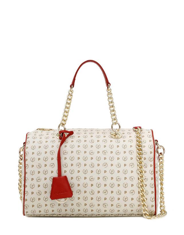 Pollini Borsa Bauletto Heritage Logo Classic Avorio/lacca Fino al 50% di sconto
