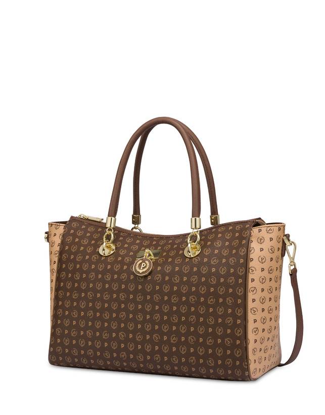 Pollini Borsa Doppio Manico Bicolore Heritage Logo Classic Marrone/crema/marrone Fino al 60% di sconto