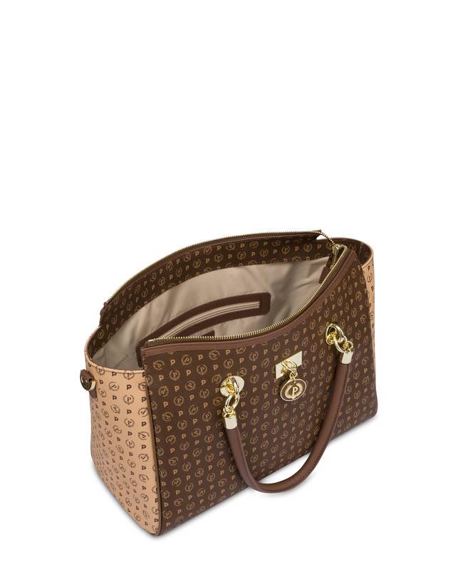 Pollini Borsa Doppio Manico Bicolore Heritage Logo Classic Marrone/crema/marrone Fino al 60% di sconto