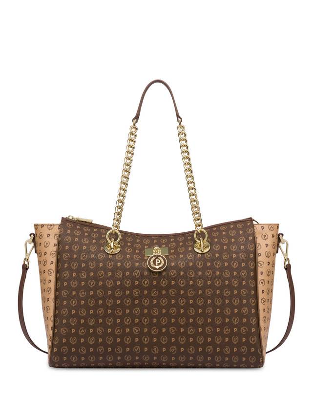 Pollini Borsa Doppio Manico Bicolore Heritage Logo Classic Marrone/crema/marrone Fino al 60% di sconto
