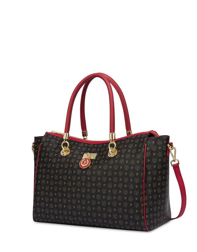 Pollini Borsa Doppio Manico Heritage Logo Classic Nero/lacca Fino al 65% di sconto
