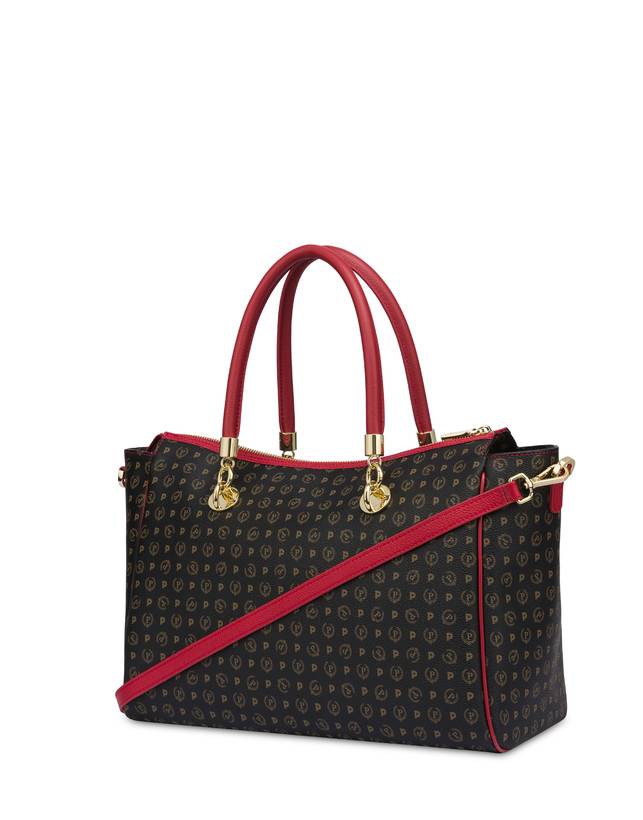 Pollini Borsa Doppio Manico Heritage Logo Classic Nero/lacca Fino al 65% di sconto