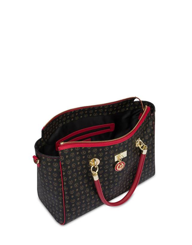 Pollini Borsa Doppio Manico Heritage Logo Classic Nero/lacca Fino al 65% di sconto